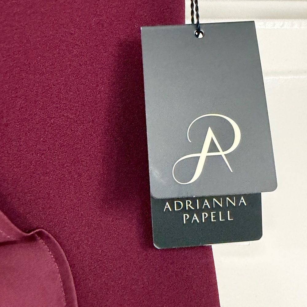 Adrianna Papell Burgundy Ruffle Cabernet Dress Size 8 - Picture 7 of 14
